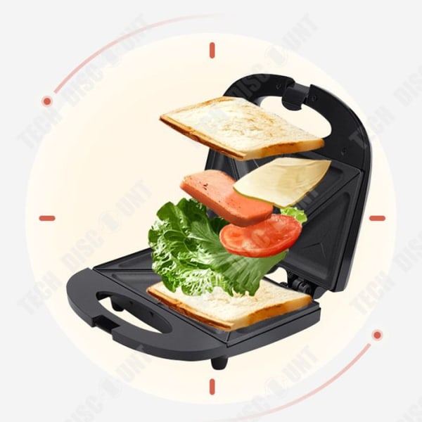 TD® Aamiaisleipälaite, kolmionmuotoinen leivänpaahdin, täysin automaattinen vohvelikone, musta 650W