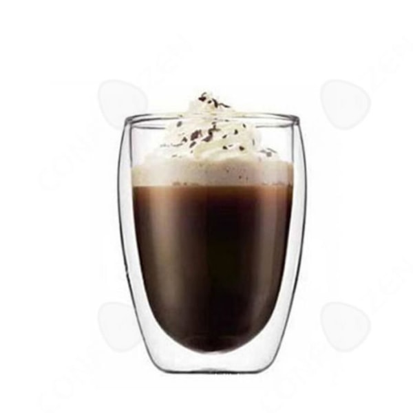 C®-set med 6 kaffe-/espresso-/espressokoppar i glas -350 ml, dubbelväggsservis/koppar, original espressokopp.