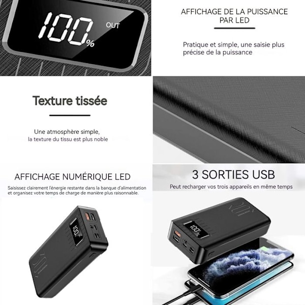 TD® powerbank 30000mAh snabbladdning stor kapacitet portabel digital display laddningsport kompatibel med alla telefoner