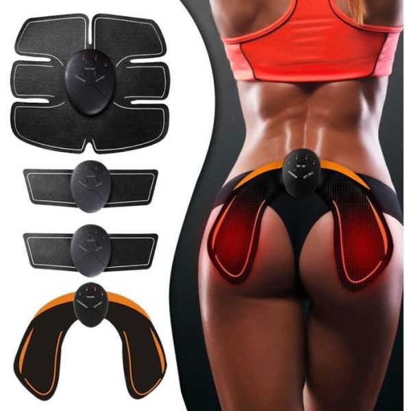 MERKMAK Abdominal Electro Stimulation Device Bodybuilding Fitness 8 Kit ABDO STIMULATOR + Höfttränare Button Lifting