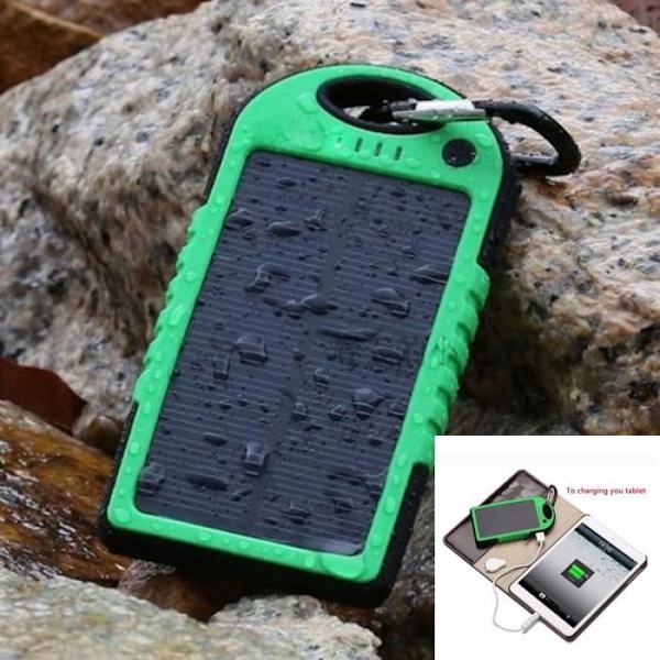 5000mAh Aurinkovoima Pankki Varavirtalähde Kannettava Ulkoinen Akun Kaksois-USB iPhone Android MP4 PSP iPad GPS (Vihreä)