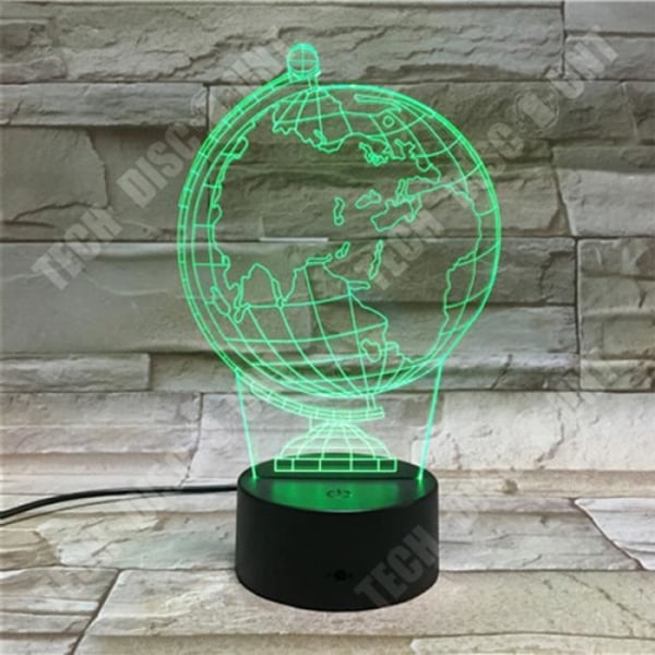 TD® 3D Lampe Illusion Optisk LED Nattlys 3D Jord Glob LED 7 Farveskift Blink Lys Bedside Lampe Baby Søvn VG20725