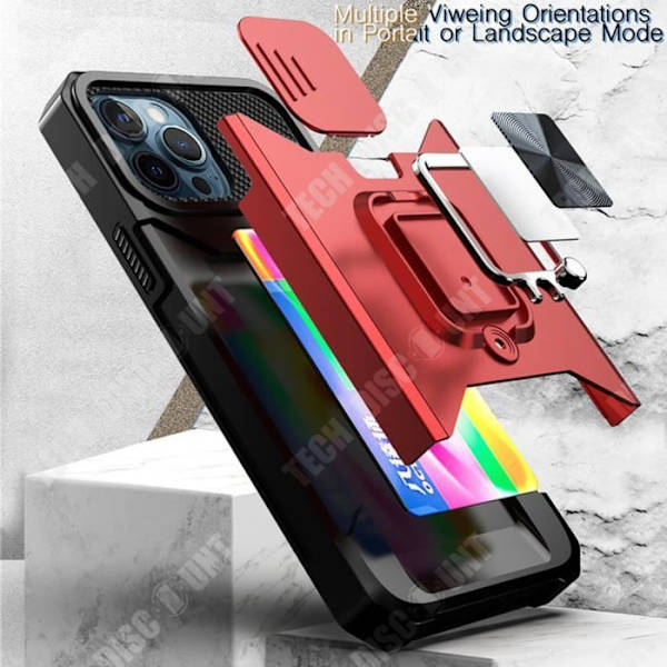 TD® Puhelinripa iPhone 13 Pro, korttirengas, puskurin ikkuna, auto, pudotusvastainen suojakuori