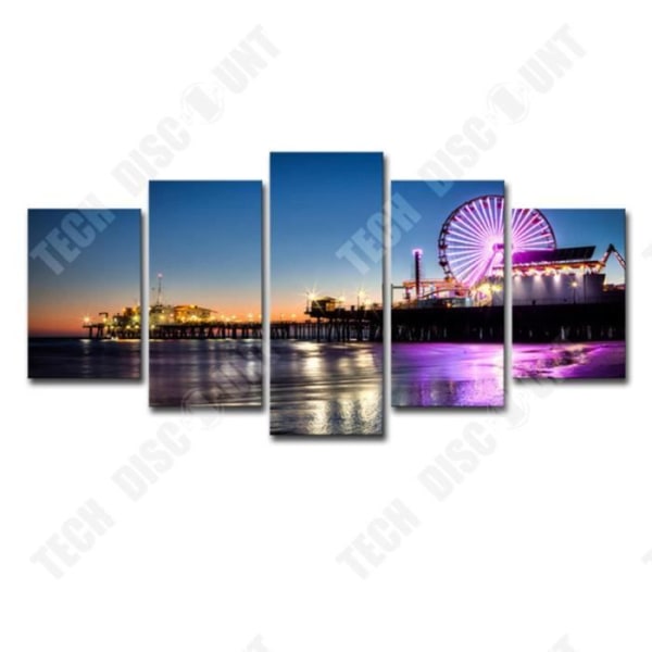 TD® LB10424 Väggkonstbilder HD-tryckt affisch 5 panel Los Angeles strand heminredning moderna kanfas målningar modulai