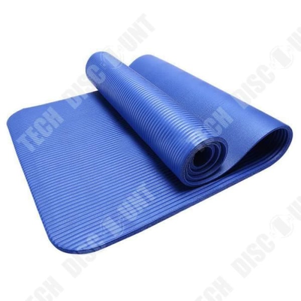 Yoga TECH RABATT sportmatta - Blå - 183cm - 15mm - Anti-halk - Fitness Gym Multifunktionell