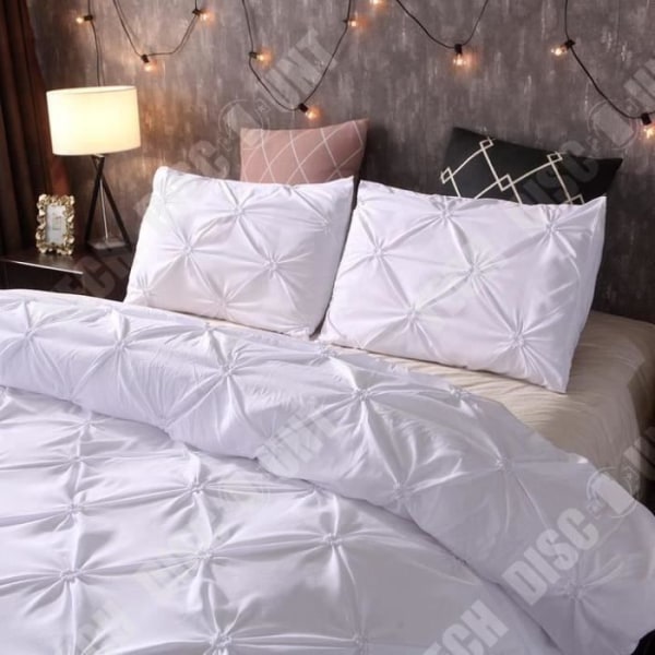 sängset 220x240 vit vuxen polyester säng för två personer tredelad set modernt mönster inredning sovrum