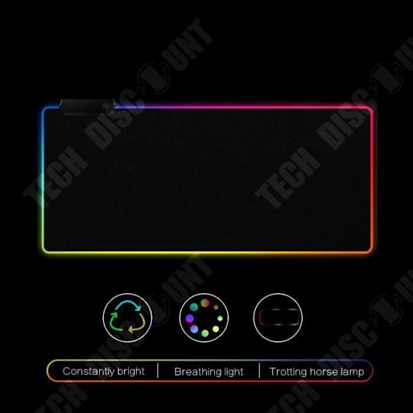 TD® RGB Gaming Musemåtte Computer Ambient Gaming Belysning USB Kablet Anti-Skrid Kompatibel med Tastatur Mus Farve Effekt