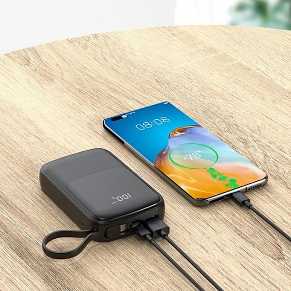 Mini powerbank med kabel 10000mAh portabel powerbank