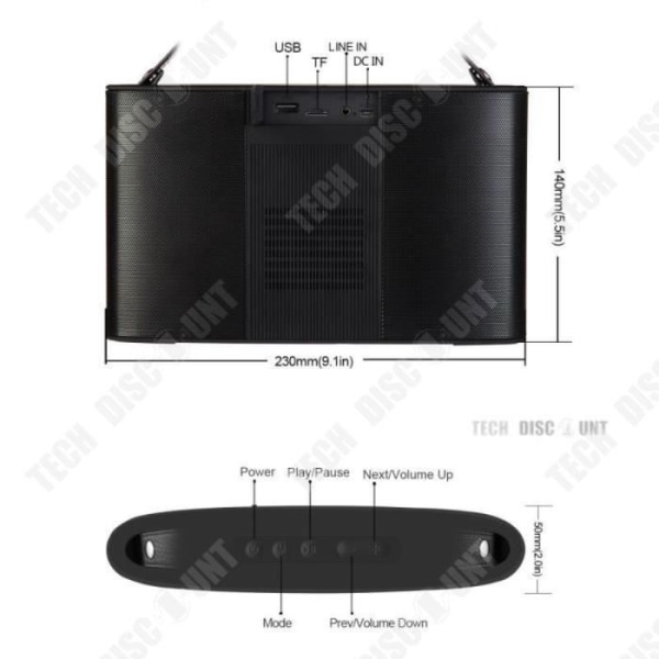 TD® Bärbar Bluetooth-högtalare 3000mAh Stöd TF-kort Vattentät