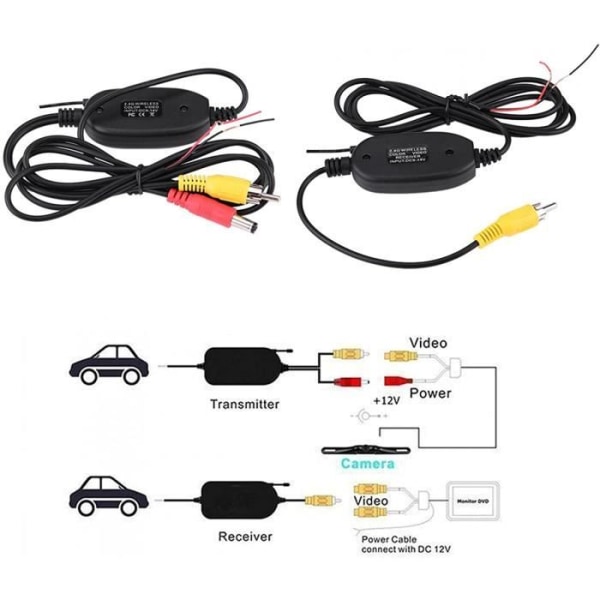 CONFO® kit sändare mottagare sändare Kabel backkamera 2.4G RCA video trådlös bilmonitor bakifrån strömförsörjning s