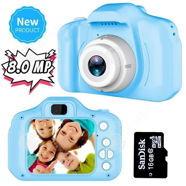 INN Leksaker 3-6 år gammal flicka Barnkamera Digitalkamera Barnpresenter Födelsedagsjulklappar (blå) Blå