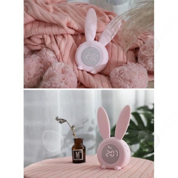 C® Lapin LED Natlampe Natbord lampe vækkeur funktion integreret lithiumbatteri Julegave til børn, piger, baby