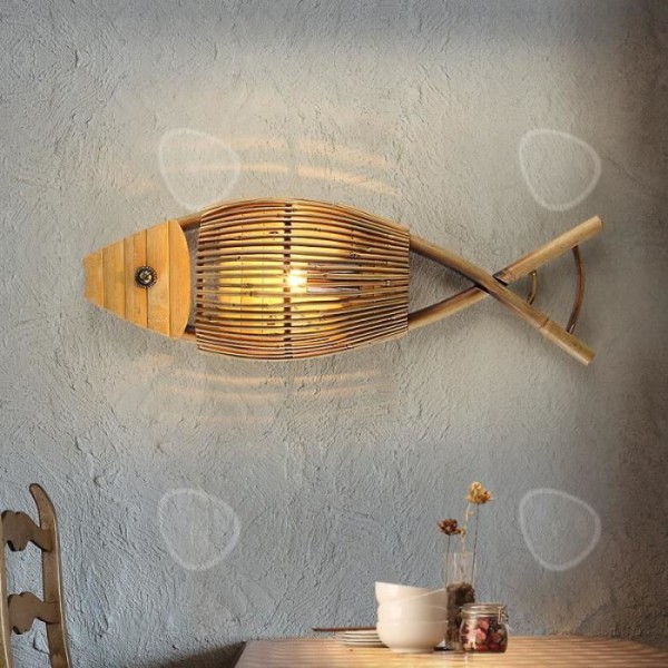 CONFO® Applique Forberedelse retro Fisk flet i bambus Café Bar Vinhus stuen Dyrke restauranten