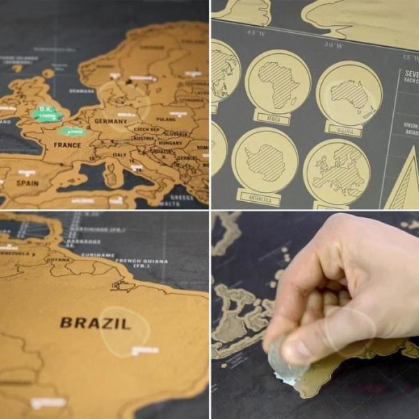 CONFO Scratch Off World Map Reseaffisch (82x59cm), Skrapa av världskartan, Skrapa bort platserna du har besökt, Dekorativt