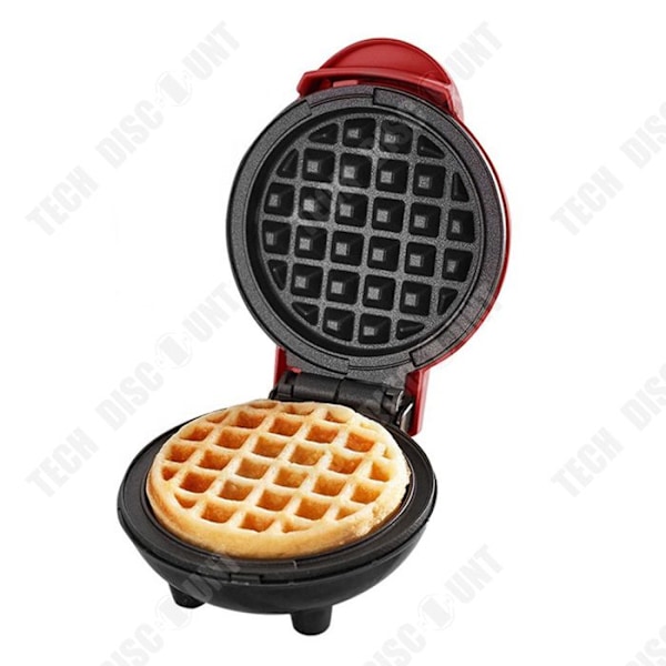 TD® Mini Waffle Maker Aamiaiskone Pyöreä Vohvelikone Pyöreä Pannukakkukone Sandwitchkone Aamiaiskone Punainen 350W