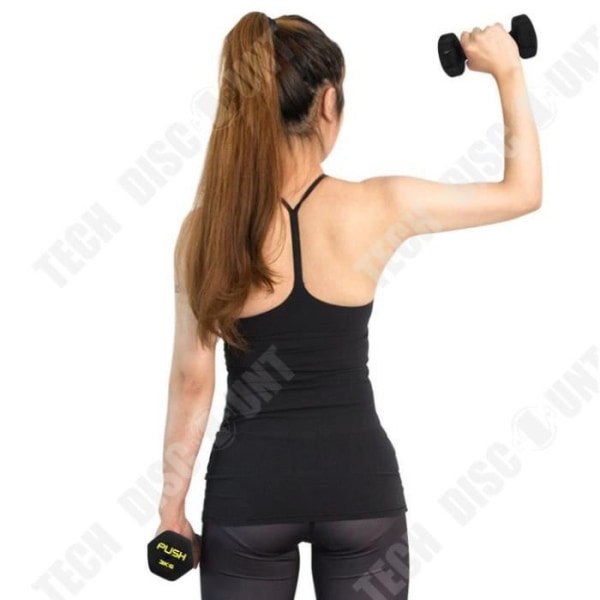 hantlar bodybuilding 2 * 1kg arm sport bodybuilding gummi fitness kvinna man sexkantiga vikter utrustning muskler färg svart