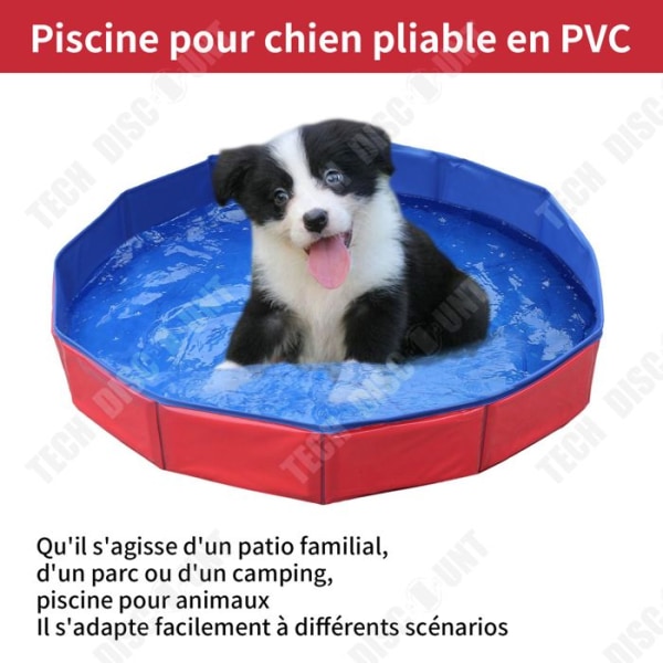 TD® 1 stk udendørs kæledyrspool 120x30cm PVC foldbar hundepool rød pool til kæledyr
