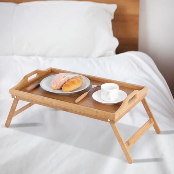 Sängbricka - Bambu - Hopfällbar - 50x30 cm - Frukostbord - Rektangulär trä färg