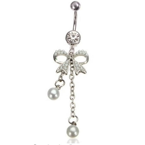 LCC® Navlepiercing med krystal og perlevedhæng i butterfly-stil Klassisk kropssmykke - kirurgisk stål - mode i fantasi