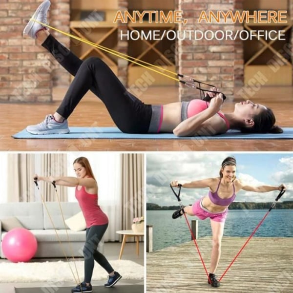 TD® 12-pack Styrketräning Motståndsband Elastiskt Fitness Kit Sport Gym Pilates Extender Spännband för Kvinnor Män