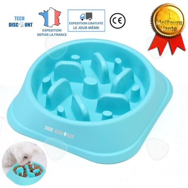 Gamelle anti glouton hund kat TD® 18.3*4.6cm til små kæledyr, mellemstore og store langsomfoder skål til hunde