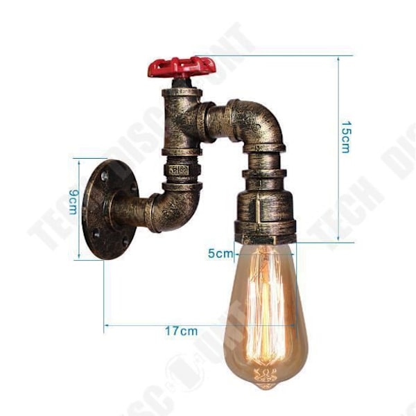 TD® Restaurant café bar vægmonteret lampe retro industriel ventil gang korridor vandrør lampe soveværelse natbord væglampe