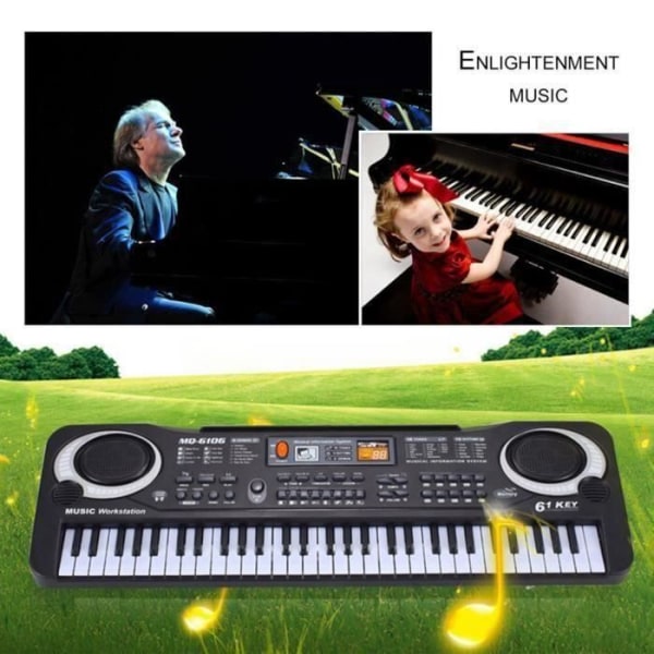KIN CHILD Synthesizer 61-tangenters Keyboard musikleksak elektrisk piano present med mikrofon EU-kontakt tidigt läromedel