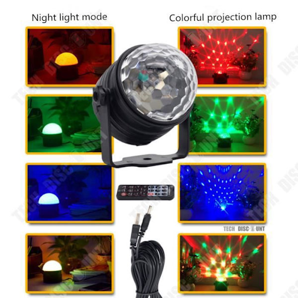 TD® lampe boule disko scene festelys projektor fødselsdagsdekoration led bil USB kraftig belysning fjernbetjening
