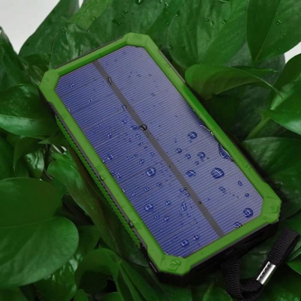 15000mAh Solarbatteri Power Bank, bærbar nødoplader, vandtæt ekstern batteri med 8 LED og dobbelt USB