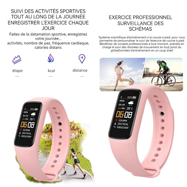 TD® ID115 Smart Bracelet Fitness Tracker Skridttæller Aktivitetsmonitor Armbånd til iPhone Android lyserød