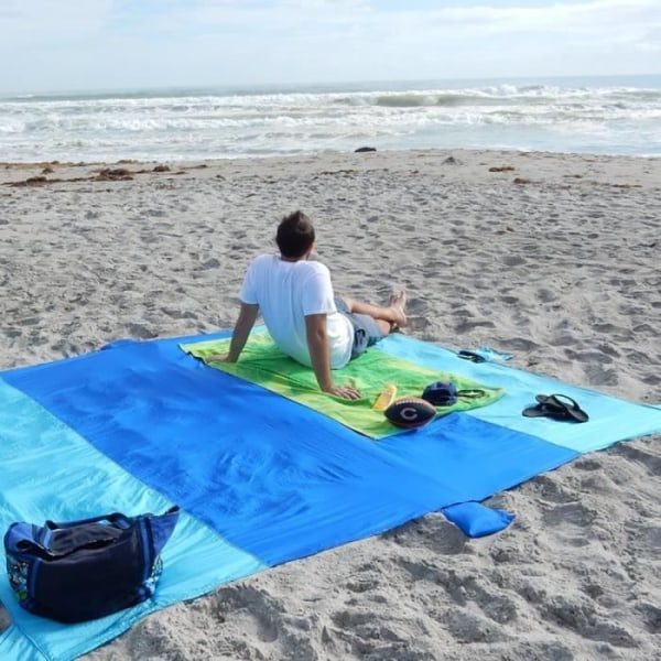 Utomhus sandstrand / picknickfilt - vattentålig Ripstop-nylon, 9' x 7,5' Perfekt för picknick, camping, vandring