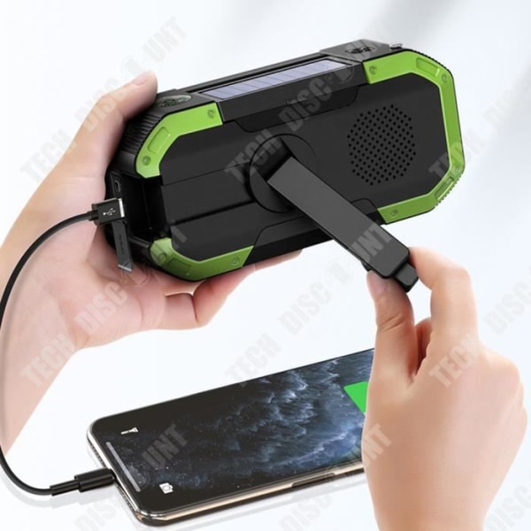TD® Udendørs nødsolcelle trådløs bluetooth højttaler lommelygte håndsving energiproduktion multifunktionslyd
