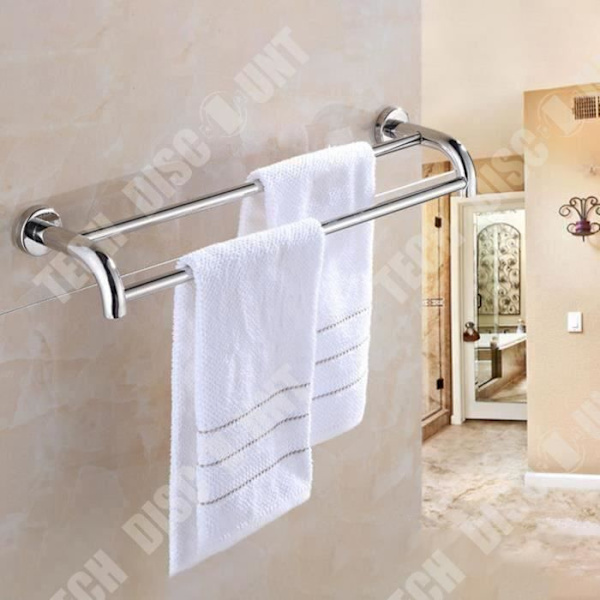 TD® Dobbelt servietstang / badeværelse servietstang / monteret med skrue / flerlags håndklædestang (størrelse: 60 cm)
