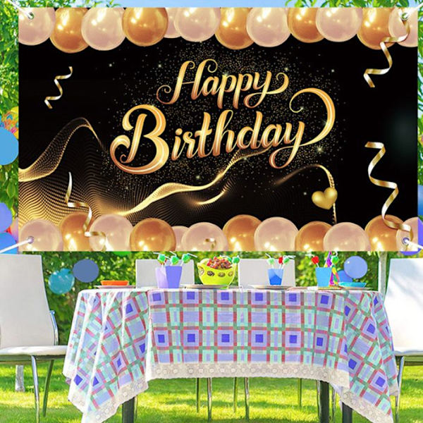 Fødselsdagsbanner - TD® - 180x110cm - 100D polyester stof - Holdbar - Klar farve Ljus färg