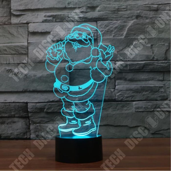 TD® Dekorativ USB Santa Claus 7 färger Fjärrkontroll Optisk illusion 3D Night Light Visualization Bordsbordslampor 3D Glow LED