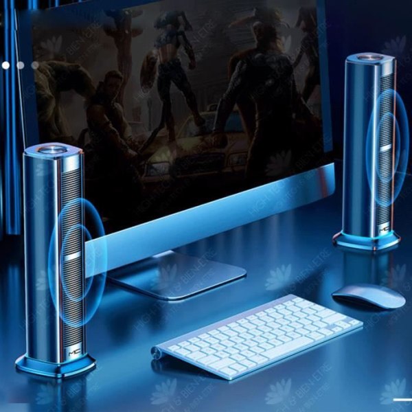 HTBE® Langattomasti Bluetooth-kaiutin, herätyskello, kotikäyttöön, matkapuhelin, mini-bassokaiutin, älykäs äänenvoimakkuus, kaksoiskaiutin.
