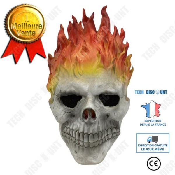 TD® Halloween Dödskallemask Ghost Rider Ghost Face Huvudbonader Skrämmande Flame Skull Latex Realistisk Look Party Favor
