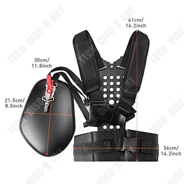 Skulderbælte - TECH DISCOUNT - 36*41cm - Åndbart nylon - Let og komfortabelt - Justerbart selesystem Svart