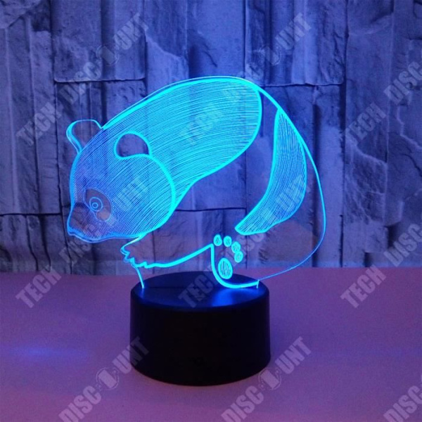 TD® Dekorativ berøring lampe med optisk illusion 7 farver - panda model - lavt forbrug USB kabel eller 3 AAA batterier