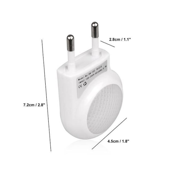 TD® 0.7W Mini Natte LED med Lysføler, Automatisk Sensor, Til Børneværelser, Hvid, 2 Stk.