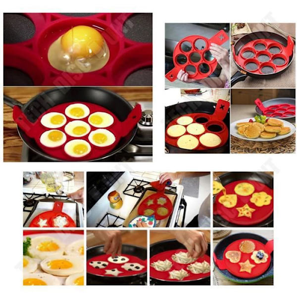 TD® V Pancake bageform non-stick / 7 kageforme æg køkkenværktøj nemt silikone / tilbehør form blød