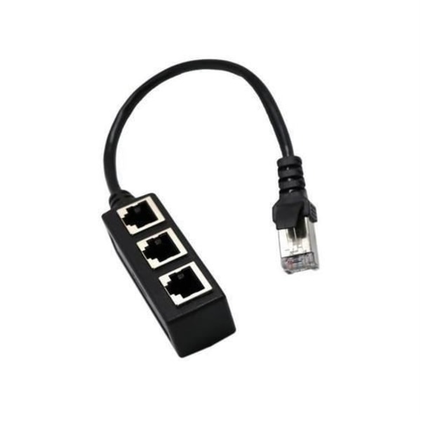 RJ45 1 till 3 Ethernet LAN Nätverkskabeldelare 3-vägs Extender Adapter Connector 1607
