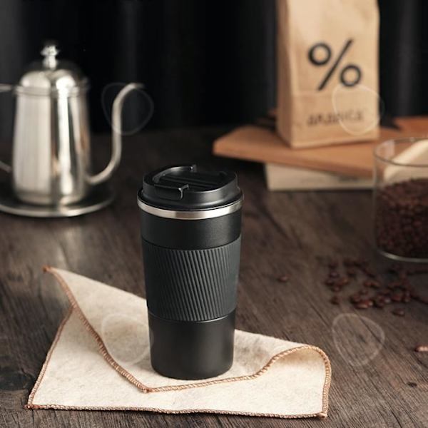 CONFO® Kaffekop, termoflaske, kølemugge, rustfrit stål, bærbar, praktisk, kreativ, skridsikker til bil, fars dag