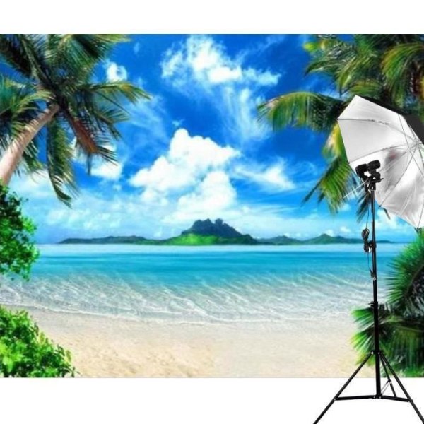 SMRT TEMPSA Bakgrund Bakgrundsduk 2,4x2,4m Beach Palm Tree Photography Photo Studio