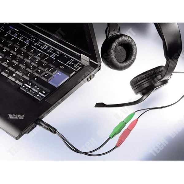 Adapter Jack 3.5mm til headset/mikrofon til 2 Jack - Adapter til headset - mikrofon til 2 stik - audio/video kabel - forbindelse