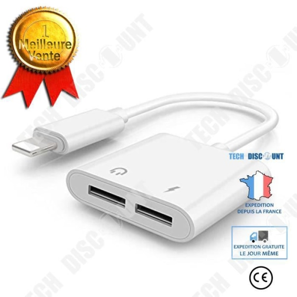 TD® 2 i 1-adapter passar iPhone X iPhone 8/8 Plus iPhone 7/7 Plus Plug and Play