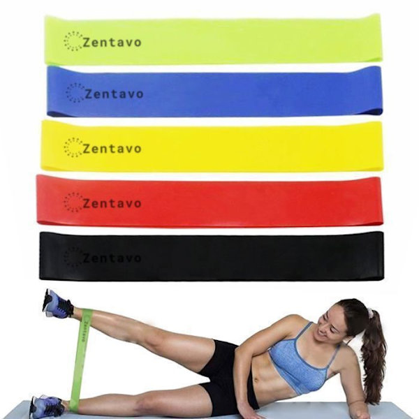 Bande de Résistance Set (5) ZENTAVO Voimaharjoittelu Kuminauha Kuntoiluvälineet Harjoituksia Vartalonrakennukseen Pilates Kyykky Urheilu.