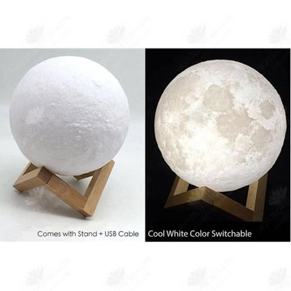 HTBE® 20 cm 3D Moon Light USB Uppladdningsbar tvåfärgad Moon Light Touch LED16 färg Moon Light med stativ i sovrummet