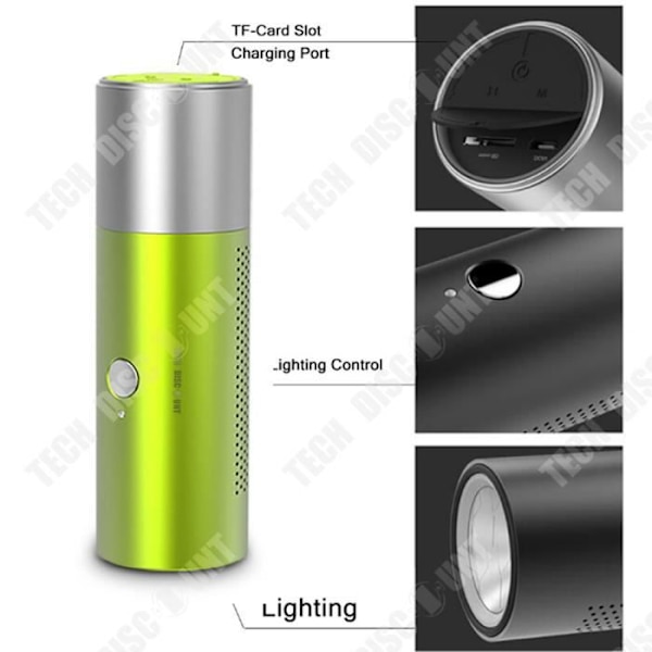 TD® Högtalare ficklampa trådlös Bluetooth-högtalare kraftfull utomhus vattentät bärbar musik mini metall original kvalitet lum