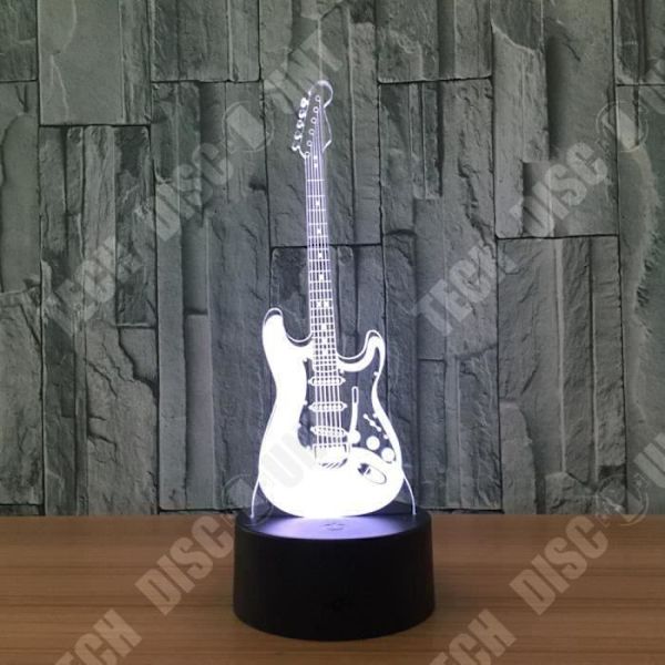 TD® Optisk bordslampa dekorativ touch 7 färger optisk illusion - gitarrmodell - lågförbrukning USB-kabel 3 AAA-batterier